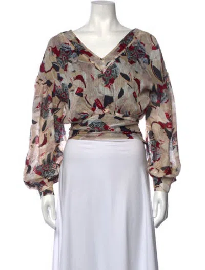 Pre-owned Iro Floral Print V-neck Blouse In Blue