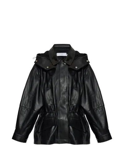 Iro Groove Drawstring Leather Jacket In Black