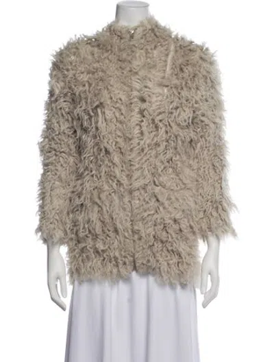 Pre-owned Iro Lamb Fur Faux Fur Jacket In Neutrals
