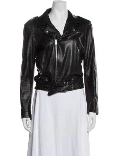 Pre-owned Iro Lamb Leather Biker Jacket In Black