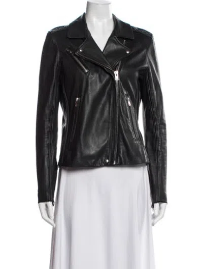 Pre-owned Iro Lamb Leather Biker Jacket In Black