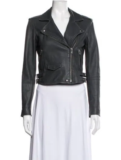 Pre-owned Iro Lamb Leather Biker Jacket In Grey
