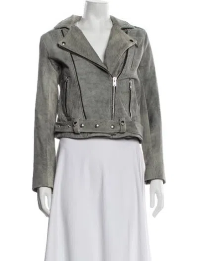 Pre-owned Iro Lamb Leather Biker Jacket In Grey