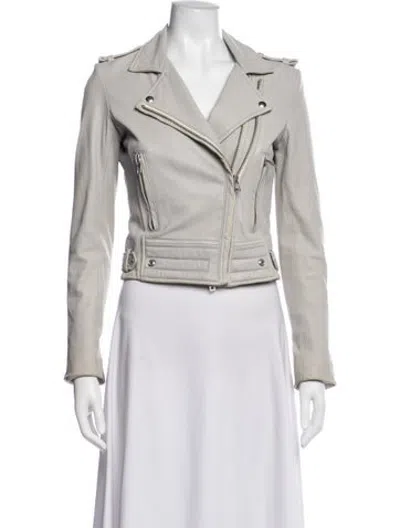 Pre-owned Iro Lamb Leather Biker Jacket In Grey