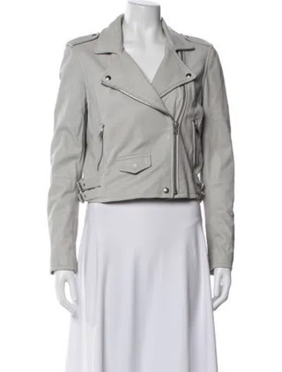Pre-owned Iro Lamb Leather Biker Jacket In Grey