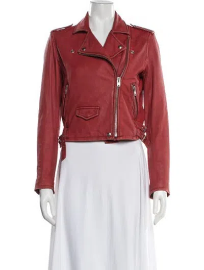 Pre-owned Iro Lamb Leather Biker Jacket In Red