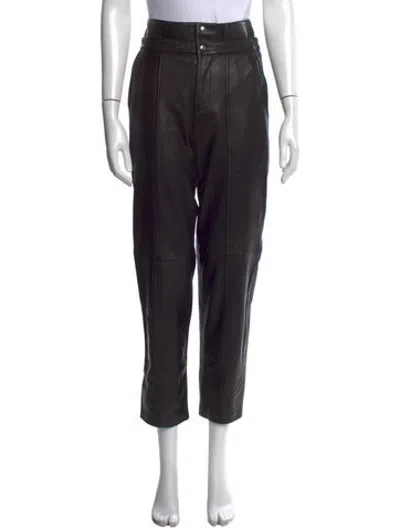 Pre-owned Iro Lamb Leather Straight Leg Pants In Black