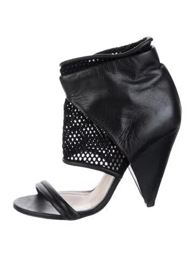 Pre-owned Iro Leather Mesh Accents Sandals In Black