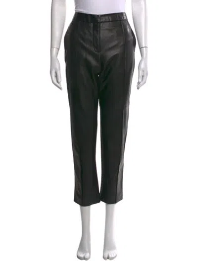 Pre-owned Iro Leather Straight Leg Pants In Black