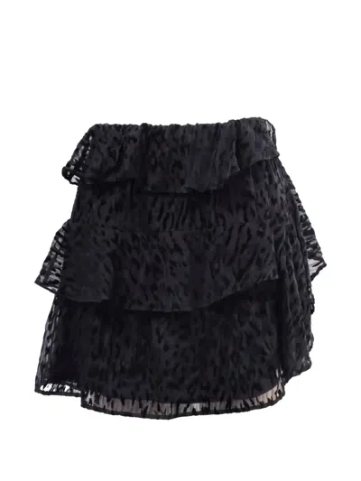 Pre-owned Iro Leopard-flocked Tiered Mini Skirt In Black