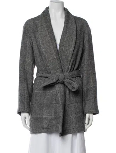 Pre-owned Iro Plaid Print Coat In Grey