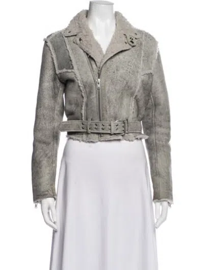 Pre-owned Iro Shearling Biker Jacket In Grey