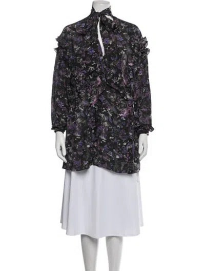 Pre-owned Iro Silk Floral Print Blouse In Purple