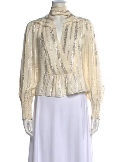 Pre-owned Iro Striped V-neck Blouse In Neutrals