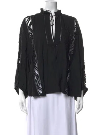 Pre-owned Iro Tie Neck Three-quarter Sleeve Blouse In Black