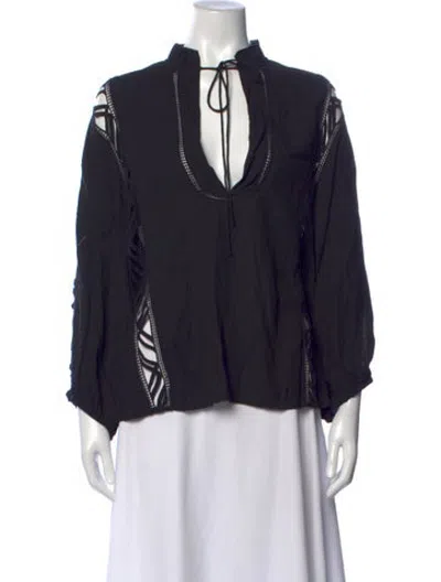 Pre-owned Iro Tie Neck Three-quarter Sleeve Blouse In Black