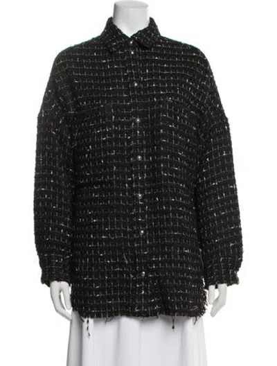 Pre-owned Iro Tweed Pattern Jacket In Black