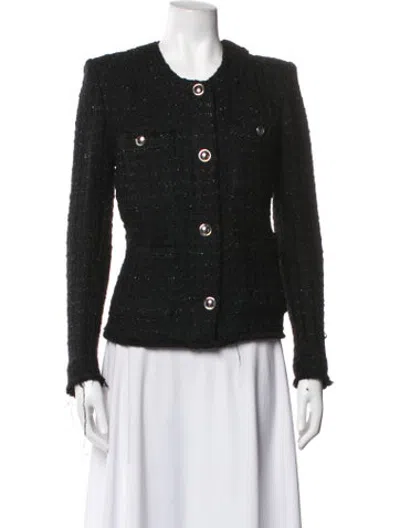 Pre-owned Iro Tweed Pattern Jacket In Black