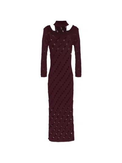 Iro Unforgiven Ladder-stitch Midi Dress In Burgundy