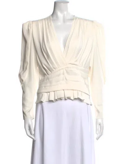 Pre-owned Iro V-neck Long Sleeve Blouse In Neutrals