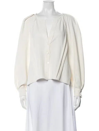 Pre-owned Iro V-neck Long Sleeve Blouse In White