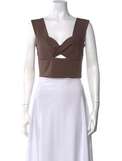 Pre-owned Iro V-neck Sleeveless Crop Top In Brown