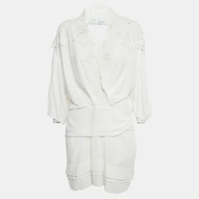Pre-owned Iro White Lace Trim Cotton Mini Dress L