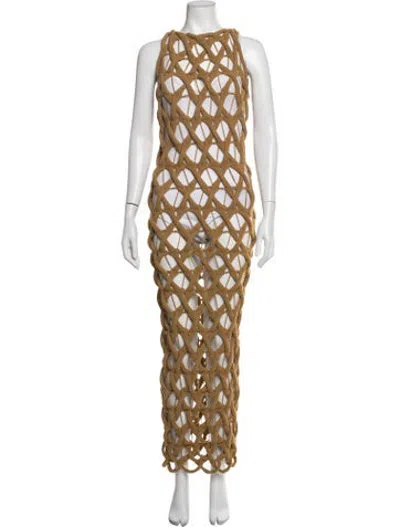 Pre-owned Isa Boulder Crew Neck Long Dress In Multicolor
