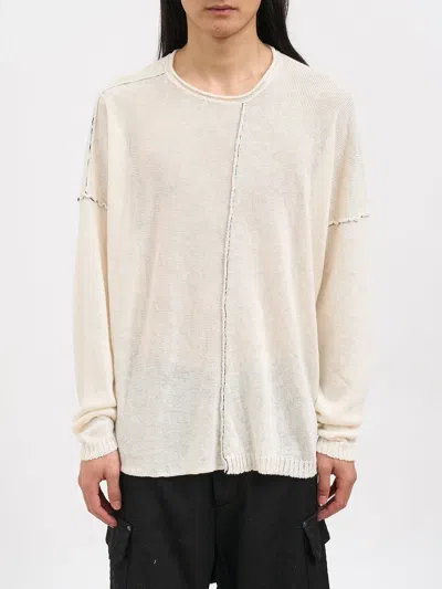 Isabel Benenato Crew Neck Linen Sweater In White