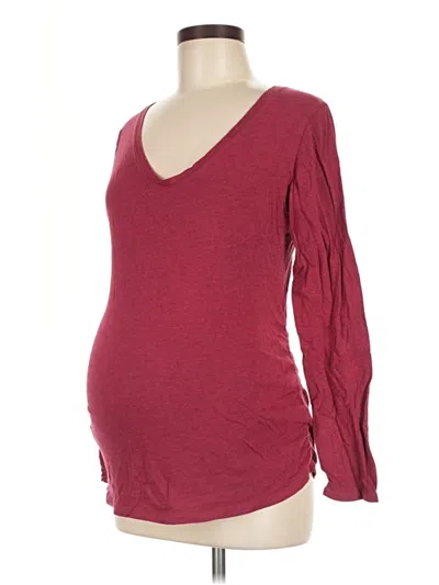 Pre-owned Isabel By Ingrid + Isabel Long Sleeve Top Burgundy Sweetheart Neckline Tops