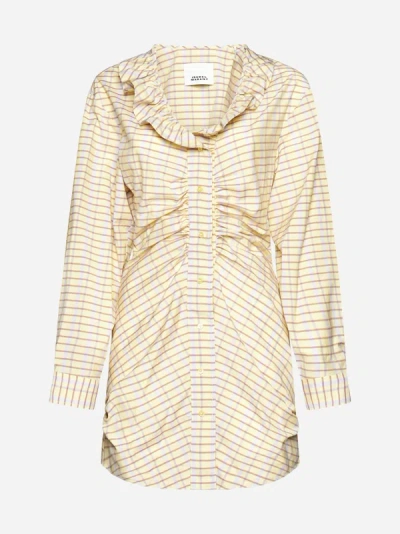 Isabel Marant Coral Check Silk And Cotton Dress In Light Yellow