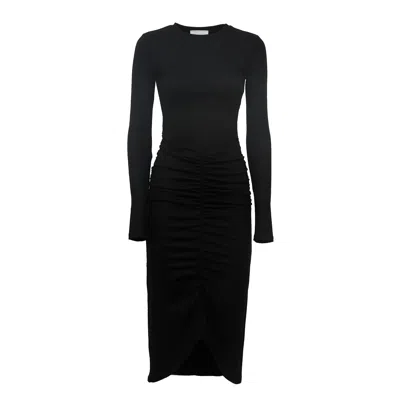 Isabel Marant Dylin Draped Long-sleeved Jersey Mini Dress In Black