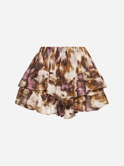 Isabel Marant Étoile Printed Cotton Voile Jocadia Shorts In Ecru/ochre