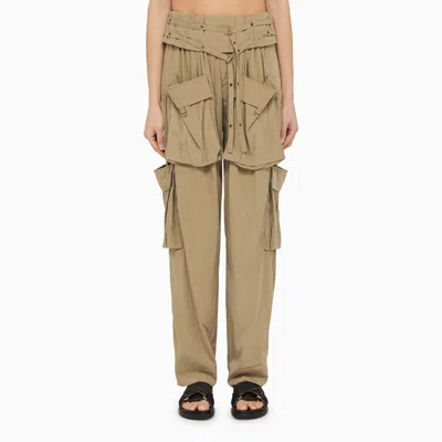 Isabel Marant Khaki Multi-pocket Trousers In Beige