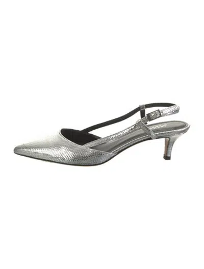 Pre-owned Isabel Marant Leather Animal Print Slingback Pumps In Metallic/silver