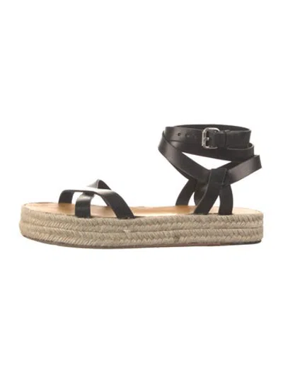Pre-owned Isabel Marant Leather Braided Accents Espadrilles In Black