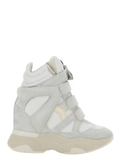 Isabel Marant Leather High-top Sneaker With Logo Tongue Patch And Velcro Closure In White