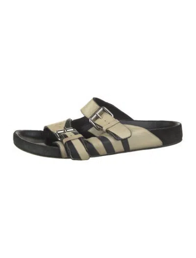 Pre-owned Isabel Marant Leather Striped Slides In Neutrals