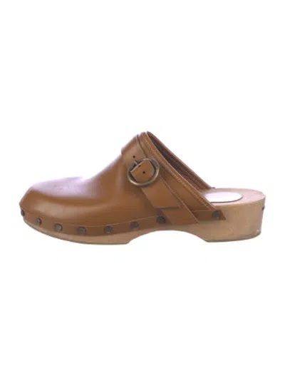 Pre-owned Isabel Marant Leather Studded Accents Mules In Brown