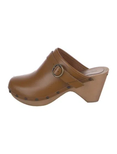 Pre-owned Isabel Marant Leather Studded Accents Mules In Brown/neutrals
