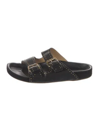 Pre-owned Isabel Marant Leather Studded Accents Slides In Black