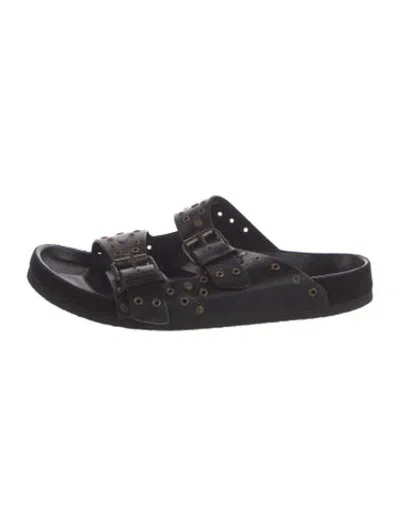 Pre-owned Isabel Marant Leather Studded Accents Slides In Black
