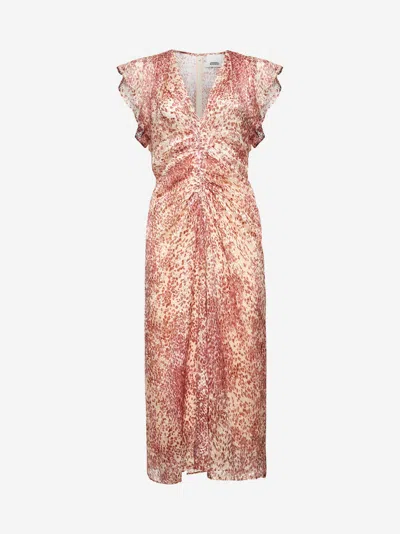 Isabel Marant Printed Burnout Velvet Lynsday Midi Dress In Pink