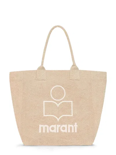 Isabel Marant Small Yenky-gf Textured Cotton Trapezoidal Tote Bag In Beige