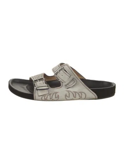Pre-owned Isabel Marant Suede Patterned Slides In Neutrals