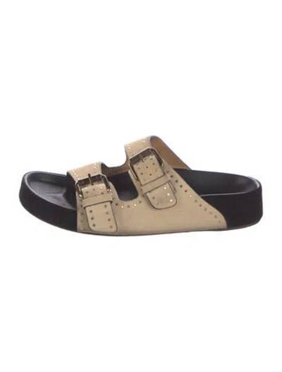 Pre-owned Isabel Marant Suede Studded Accents Mules In Brown