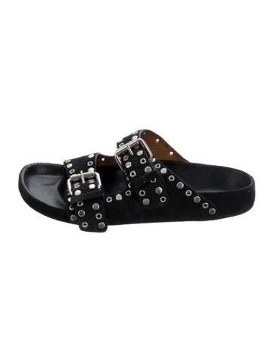 Pre-owned Isabel Marant Suede Studded Accents Slides In Black