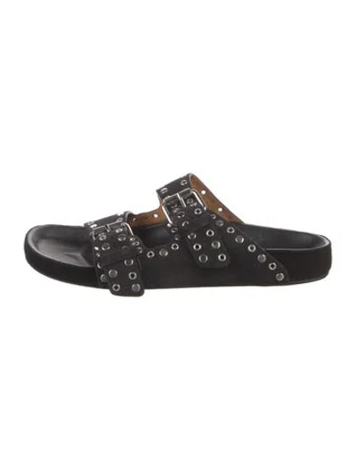 Pre-owned Isabel Marant Suede Studded Accents Slides In Black