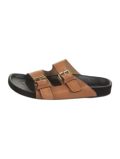 Pre-owned Isabel Marant Suede Studded Accents Slides In Orange