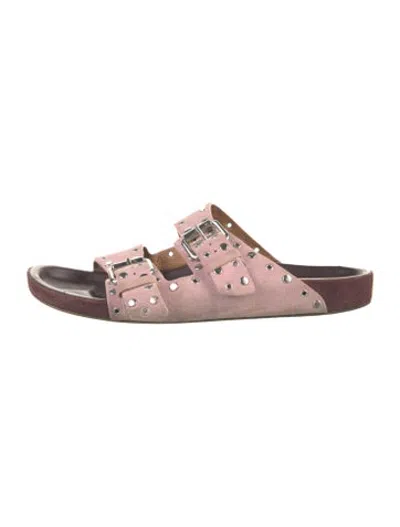 Pre-owned Isabel Marant Suede Studded Accents Slides In Pink
